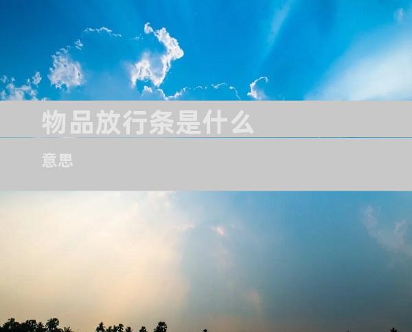 物品放行条是什么意思